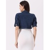image:imageAllegra K Women Short Puff Sleeve Jean Jackets Cropped Denim JacketDrak Blue
