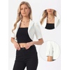 image:imageAllegra K Women Short Puff Sleeve Jean Jackets Cropped Denim JacketWhite
