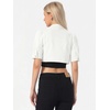 image:imageAllegra K Women Short Puff Sleeve Jean Jackets Cropped Denim JacketWhite