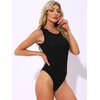 image:imageAllegra K Women Sparkly Crew Neck Sleeveless Slimming Bodysuit Tank TopBlack