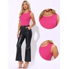 image:imageAllegra K Women Sparkly Crew Neck Sleeveless Slimming Bodysuit Tank TopHot Pink
