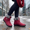 image:imageAllegra K Women Warm Breathable Flat Hook Loop Ankle Snow BootsRed