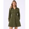 image:imageAllegra K Womens Denim Dresses Collar V Neck Long Sleeve Jean DressArmy Green