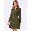 image:imageAllegra K Womens Denim Dresses Collar V Neck Long Sleeve Jean DressArmy Green