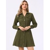 image:imageAllegra K Womens Denim Dresses Collar V Neck Long Sleeve Jean DressArmy Green