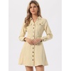image:imageAllegra K Womens Denim Dresses Collar V Neck Long Sleeve Jean DressBeige