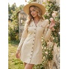 image:imageAllegra K Womens Denim Dresses Collar V Neck Long Sleeve Jean DressBeige