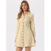 image:imageAllegra K Womens Denim Dresses Collar V Neck Long Sleeve Jean DressBeige