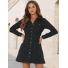 image:imageAllegra K Womens Denim Dresses Collar V Neck Long Sleeve Jean DressBlack