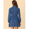 image:imageAllegra K Womens Denim Dresses Collar V Neck Long Sleeve Jean DressBlue