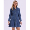 image:imageAllegra K Womens Denim Dresses Collar V Neck Long Sleeve Jean DressDark Blue