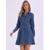 image:imageAllegra K Womens Denim Dresses Collar V Neck Long Sleeve Jean DressDark Blue