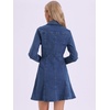 image:imageAllegra K Womens Denim Dresses Collar V Neck Long Sleeve Jean DressDark Blue