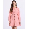 image:imageAllegra K Womens Denim Dresses Collar V Neck Long Sleeve Jean DressDark Pink