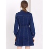 image:imageAllegra K Womens Denim Dresses Collar V Neck Long Sleeve Jean DressDeep Blue