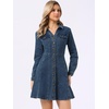 image:imageAllegra K Womens Denim Dresses Collar V Neck Long Sleeve Jean DressGrey Blue