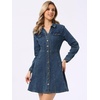 image:imageAllegra K Womens Denim Dresses Collar V Neck Long Sleeve Jean DressGrey Blue