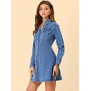 image:imageAllegra K Womens Denim Dresses Collar V Neck Long Sleeve Jean DressLight Blue