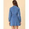 image:imageAllegra K Womens Denim Dresses Collar V Neck Long Sleeve Jean DressLight Blue