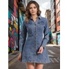 image:imageAllegra K Womens Denim Dresses Collar V Neck Long Sleeve Jean DressRetro Blue