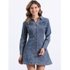 image:imageAllegra K Womens Denim Dresses Collar V Neck Long Sleeve Jean DressRetro Blue