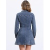 image:imageAllegra K Womens Denim Dresses Collar V Neck Long Sleeve Jean DressRetro Blue