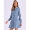 image:imageAllegra K Womens Denim Dresses Collar V Neck Long Sleeve Jean DressSky Blue