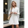 image:imageAllegra K Womens Denim Dresses Collar V Neck Long Sleeve Jean DressWhite