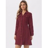 image:imageAllegra K Womens Denim Dresses Collar V Neck Long Sleeve Jean DressWine Red