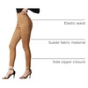 image:imageAllegra K Womens Faux Suede Leggings High Waist Casual Faux Leather PantsBrown