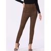image:imageAllegra K Womens Faux Suede Leggings High Waist Casual Faux Leather PantsCoffee