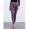 image:imageAllegra K Womens Faux Suede Leggings High Waist Casual Faux Leather PantsPurple
