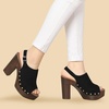 image:imageAllegra K Womens Open Toe Slingback Platform Chunky Heel SandalsBlack