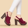 image:imageAllegra K Womens Open Toe Slingback Platform Chunky Heel SandalsBurgundy