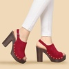 image:imageAllegra K Womens Open Toe Slingback Platform Chunky Heel SandalsRed