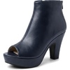 image:imageAllegra K Peep Toe Ankle Boots for Women Back Zip Chunky Heel Platform BootNavy Blue