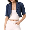image:imageAllegra K Women Short Puff Sleeve Jean Jackets Cropped Denim JacketDrak Blue