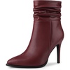 image:imageAllegra K Women Slouched Stiletto Heels Pointed Toe Ankle BootBurgundy