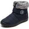 image:imageAllegra K Women Warm Breathable Flat Hook Loop Ankle Snow BootsNavy Blue