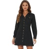 image:imageAllegra K Womens Denim Dresses Collar V Neck Long Sleeve Jean DressBlack