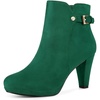 image:imageAllegra K Womens Low Platform Side Zip Buckle Chunky Heel Ankle BootiesGreen