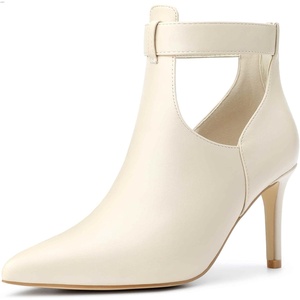 image:imageAllegra K Women Pointy Toe Stiletto Heel Back Zip BootiesBeige