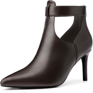 image:imageAllegra K Women Pointy Toe Stiletto Heel Back Zip BootiesDark Brown