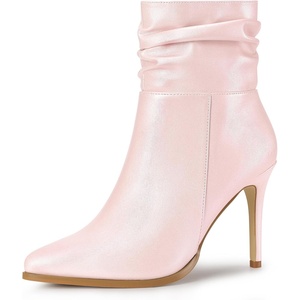 image:imageAllegra K Women Slouched Stiletto Heels Pointed Toe Ankle BootBling Pink