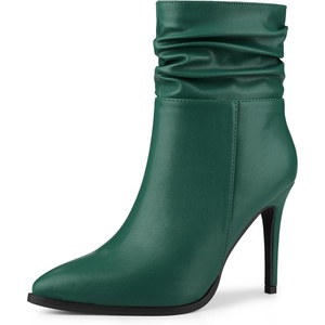 image:imageAllegra K Women Slouched Stiletto Heels Pointed Toe Ankle BootDark Green