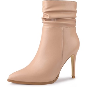 image:imageAllegra K Women Slouched Stiletto Heels Pointed Toe Ankle BootNude
