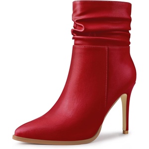 image:imageAllegra K Women Slouched Stiletto Heels Pointed Toe Ankle BootRed