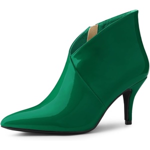 image:imageAllegra K Women V Shape Pointed Toe Stiletto Heel Ankle Boots Side ZipperGreen