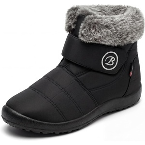 image:imageAllegra K Women Warm Breathable Flat Hook Loop Ankle Snow BootsBlack