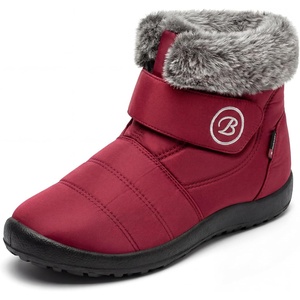 image:imageAllegra K Women Warm Breathable Flat Hook Loop Ankle Snow BootsRed